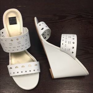 White house black market wedge white sandals